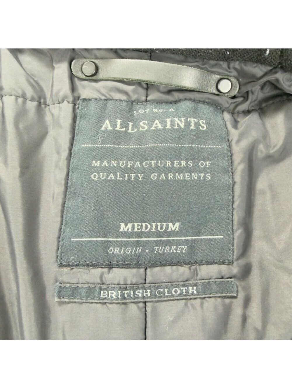 All Saints Men's Size Small Kray Black Parka Made in Turkey British Millerain - Picture 2 of 13